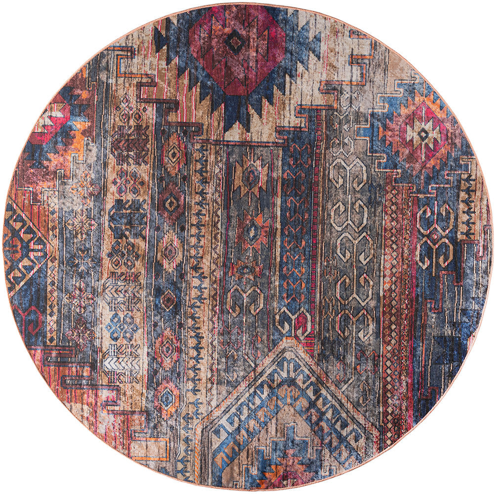 Nourison New Concept Multicolor Machine Washable Rug - 7'10" Round