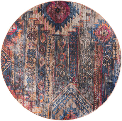 Nourison New Concept Multicolor Machine Washable Rug - 7'10" Round