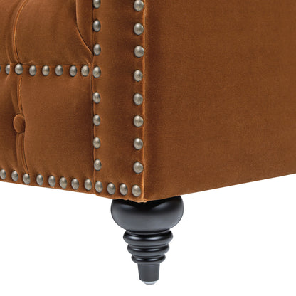 Alto Tufted Chesterfield Velvet Sofa - Burnt Orange