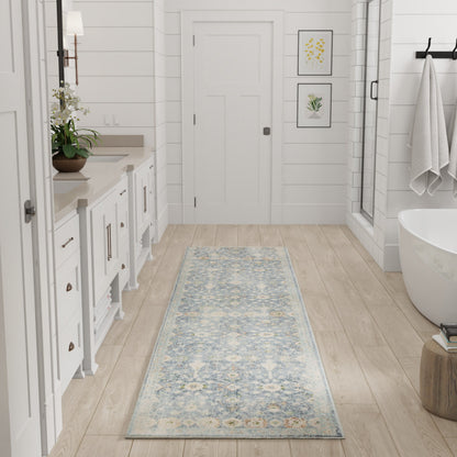 Nourison Astra Teal & Beige Pet Friendly Machine Washable Rug - Room Scene