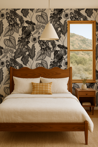 Cali Tropicale Wallpaper, off-white and black