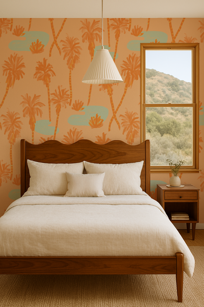 Palm Oasis Wallpaper, peach