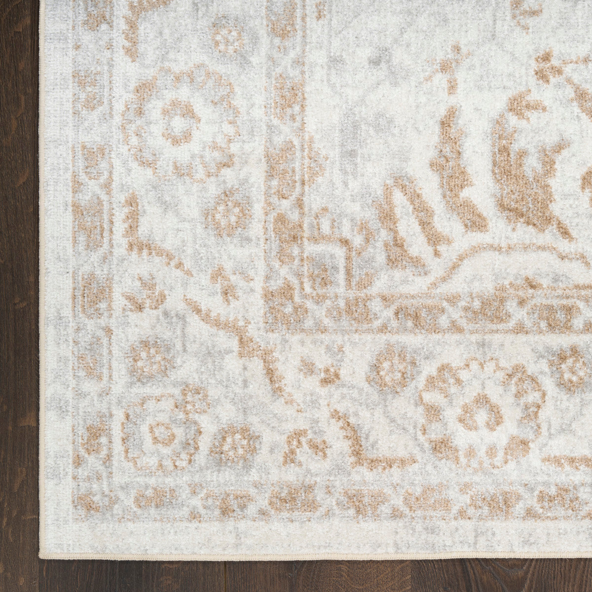 Nourison Astra Grey Pet Friendly Machine Washable Rug - Corner