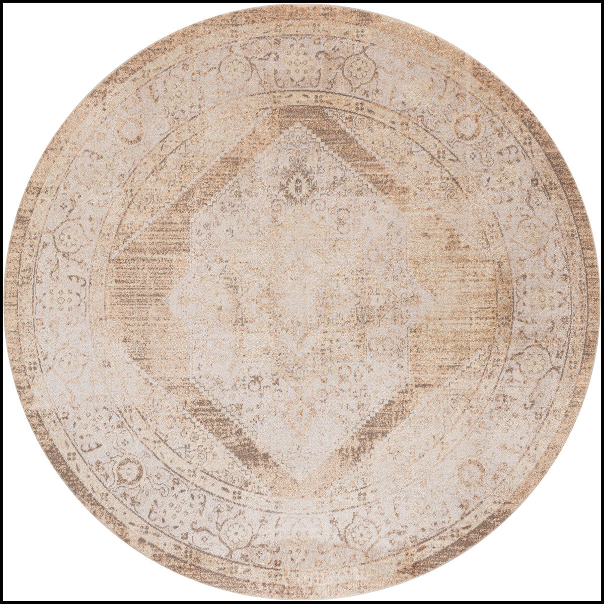 Nourison Astra Beige Pet Friendly Machine Washable Rug - 7'10" Round