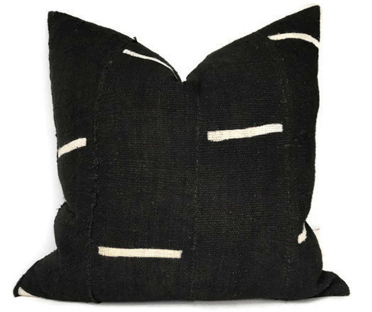 Dashes Print Mudcloth Pillow in Black