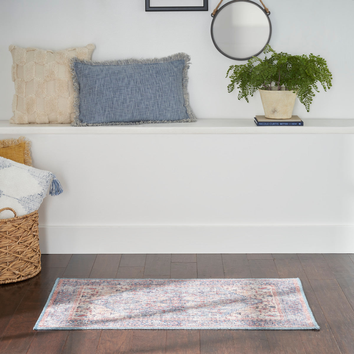 Nourison New Concept Blue & Multicolor Machine Washable Rug - Room Scene