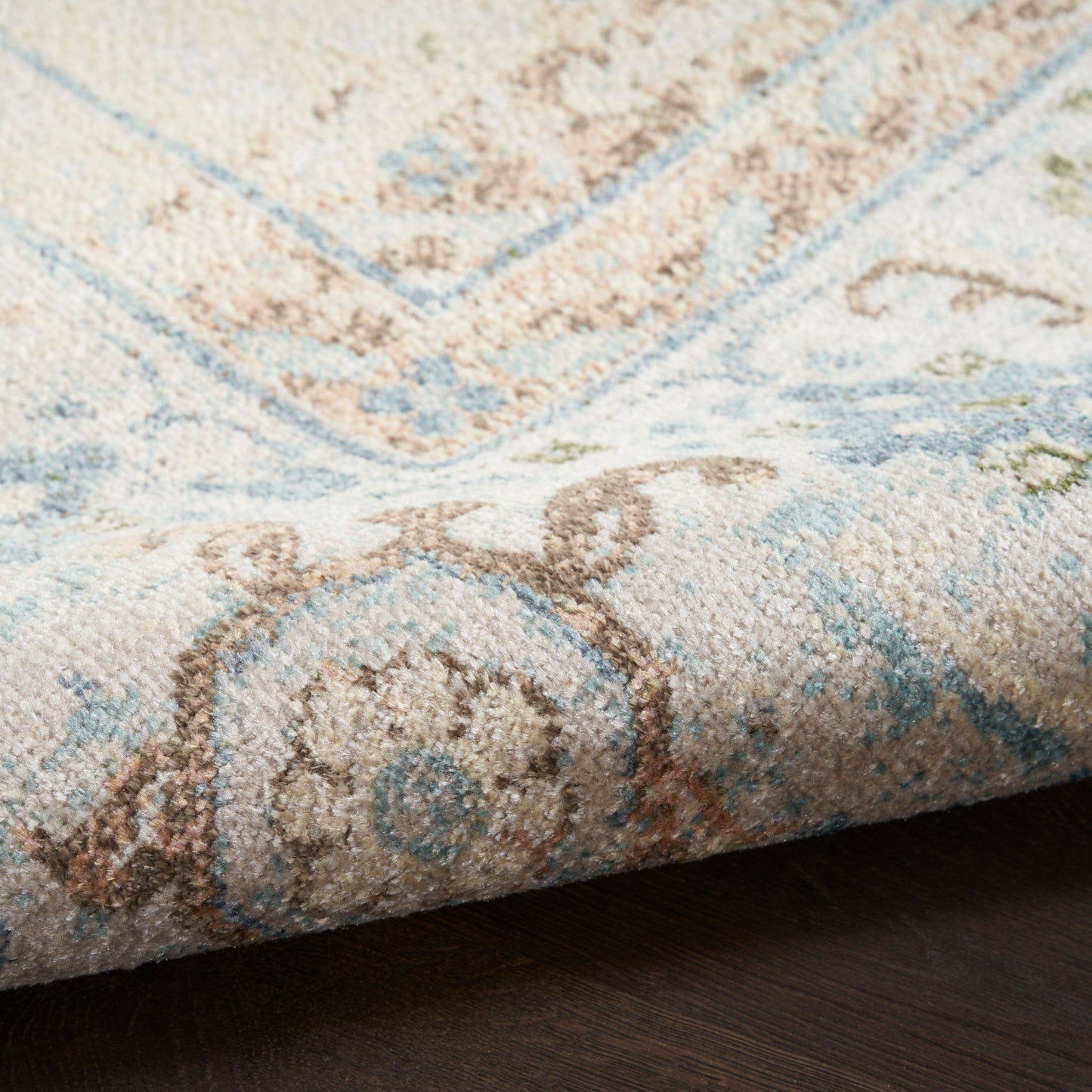 Nourison Astra Ivory & Blue Pet Friendly Machine Washable Rug - Texture