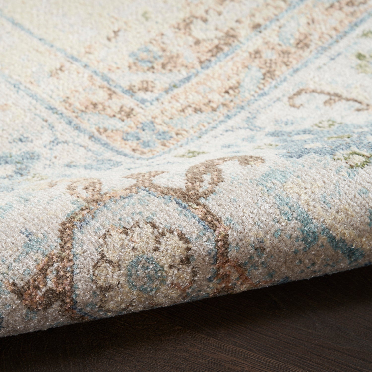 Nourison Astra Ivory & Blue Pet Friendly Machine Washable Rug - Texture