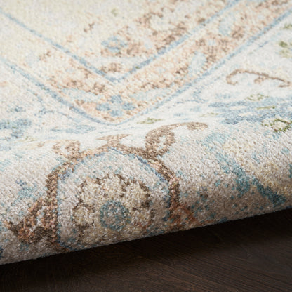 Nourison Astra Ivory & Blue Pet Friendly Machine Washable Rug - Texture