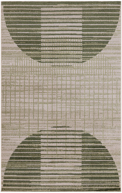 Nourison Astra Ivory & Olive Pet Friendly Machine Washable Rug - 3'3" x 5'