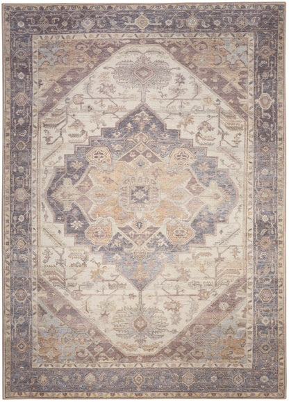 Nourison Vintage Ivory & Purple Machine Washable Rug - 5'3" x 7'3"