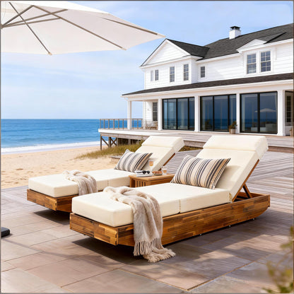 Acacia Wood Outdoor Chaise Lounge