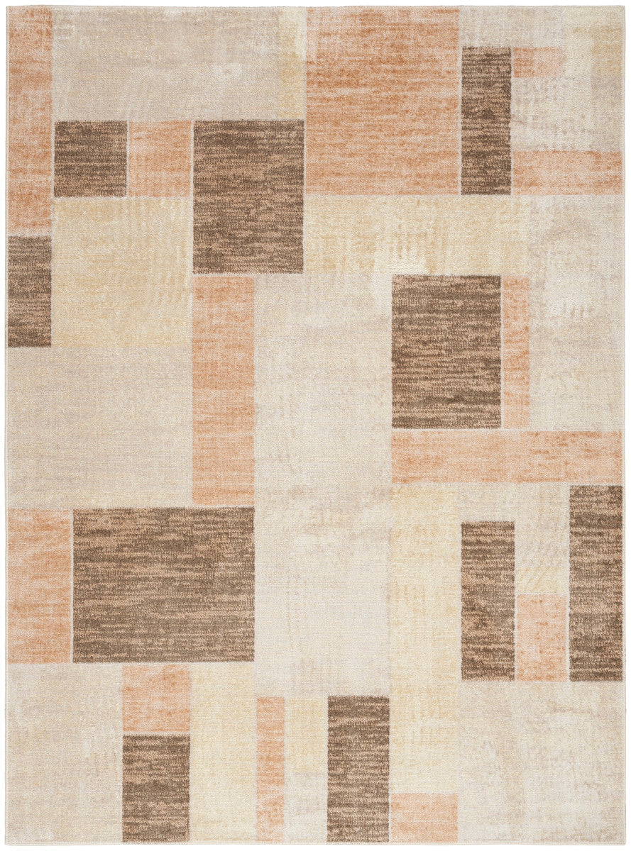 Nourison Astra Beige & Multicolor Pet Friendly Machine Washable Rug - 5'3" x 7'