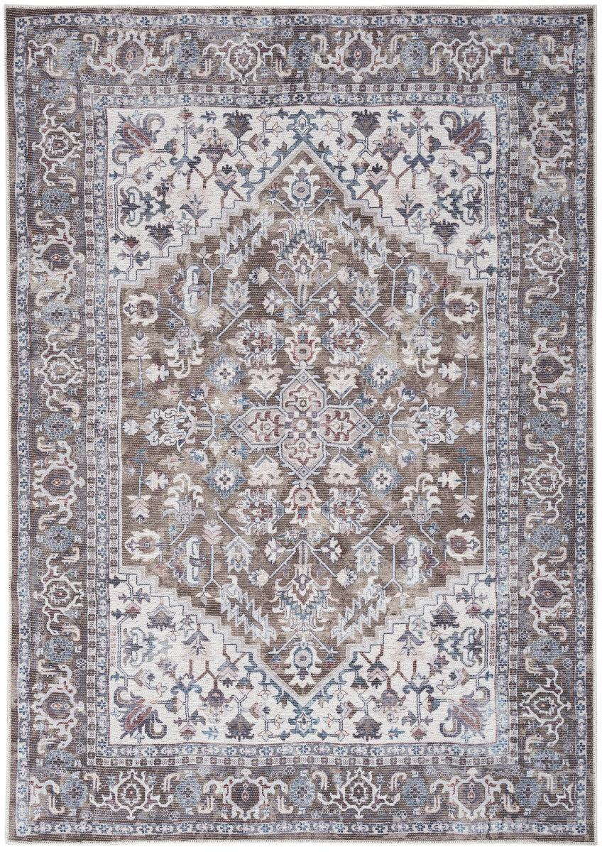 Nourison New Concept Olive & Ivory Machine Washable Rug - 5'3" x 7'3"