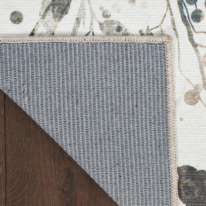 Nourison Ivory & Multicolor Machine Washable Rug - Corner