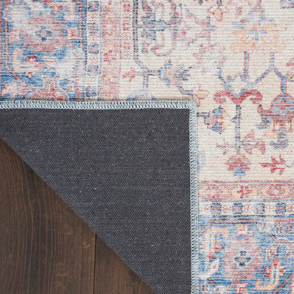 Nourison New Concept Blue & Multicolor Machine Washable Rug - Corner
