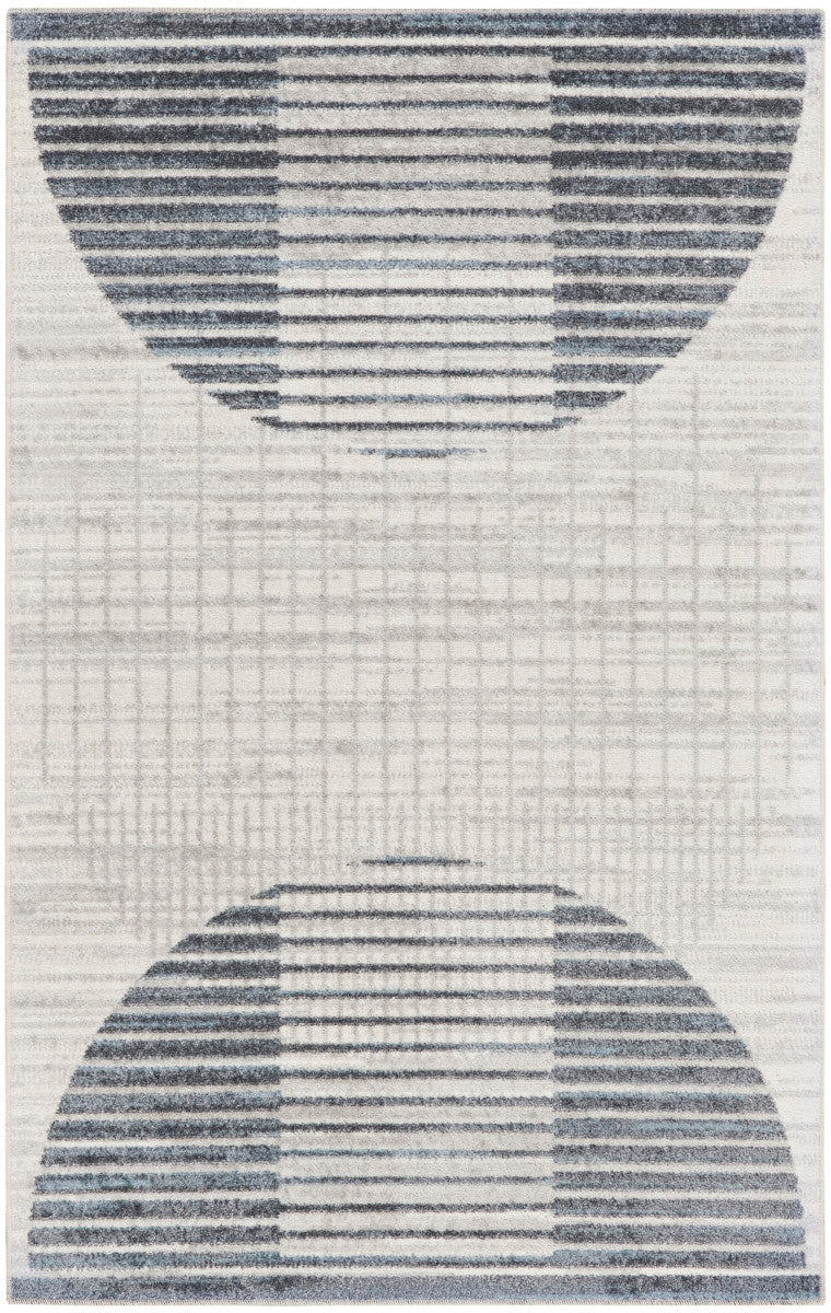 Nourison Astra Ivory & Blue Pet Friendly Machine Washable Rug - 2'2" x 4'