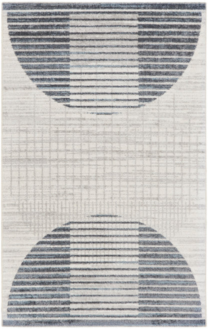 Nourison Astra Ivory & Blue Pet Friendly Machine Washable Rug - 2'2" x 4'