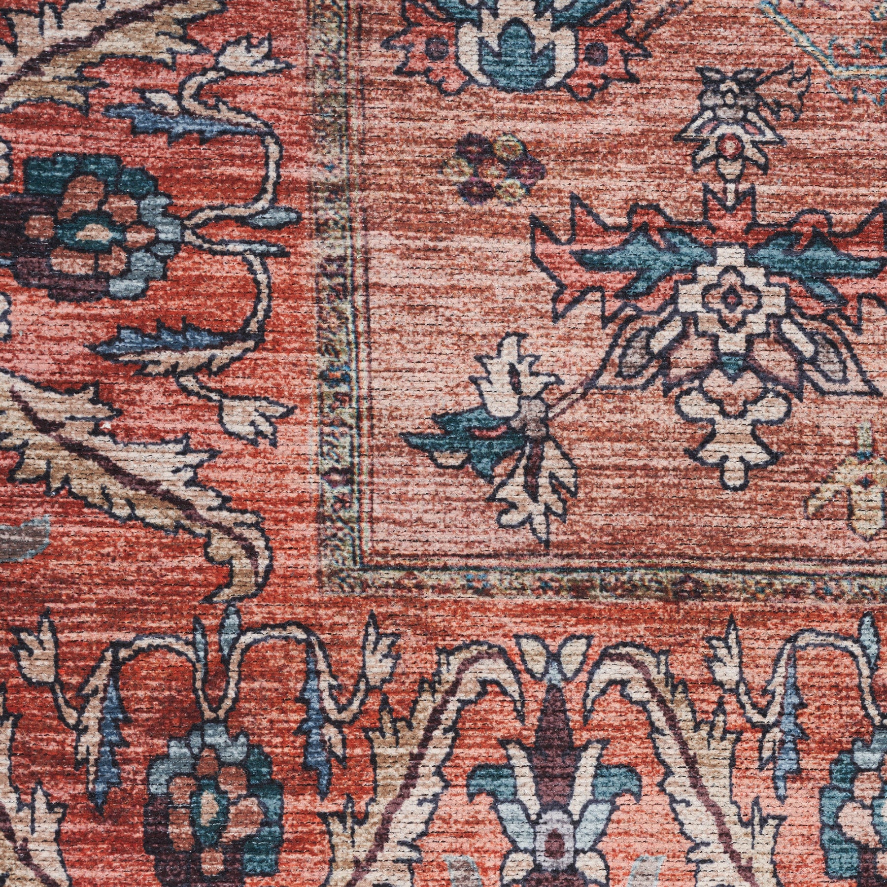 Nourison Grand Rust & Multicolor Pet Friendly Machine Washable Rug - Swatch