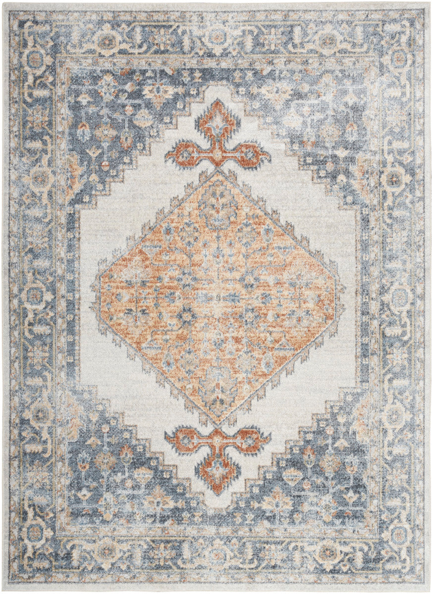 Nourison Astra Grey & Gold Pet Friendly Machine Washable Rug - 6'7" x 9'