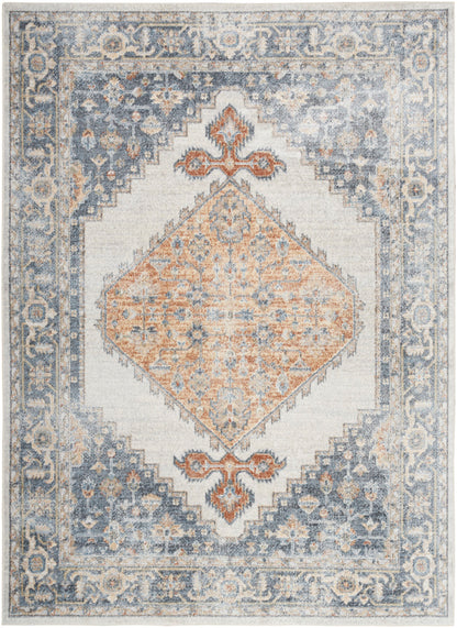Nourison Astra Grey & Gold Pet Friendly Machine Washable Rug - 6'7" x 9'
