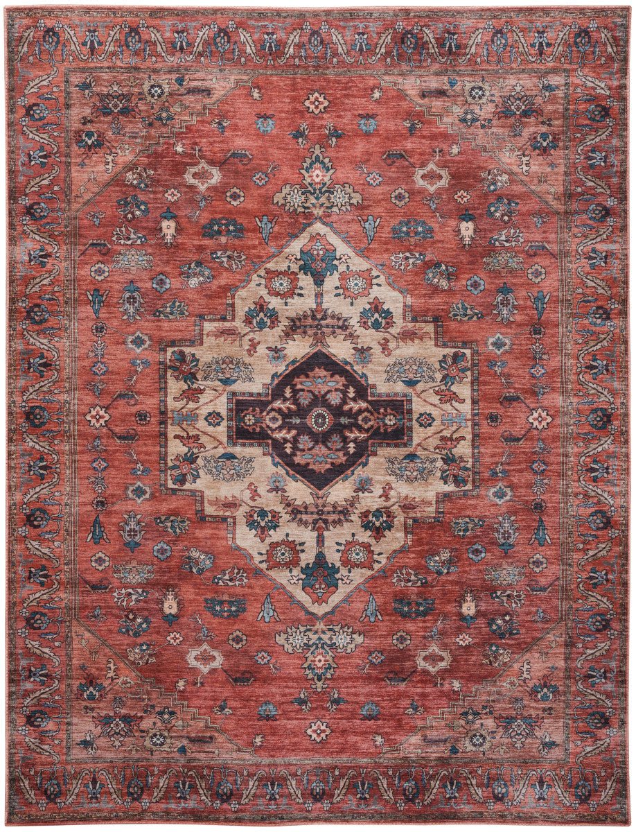 Nourison Grand Rust & Multicolor Pet Friendly Machine Washable Rug - 5'3" x 7'3"
