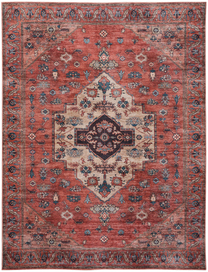 Nourison Grand Rust & Multicolor Pet Friendly Machine Washable Rug - 5'3" x 7'3"