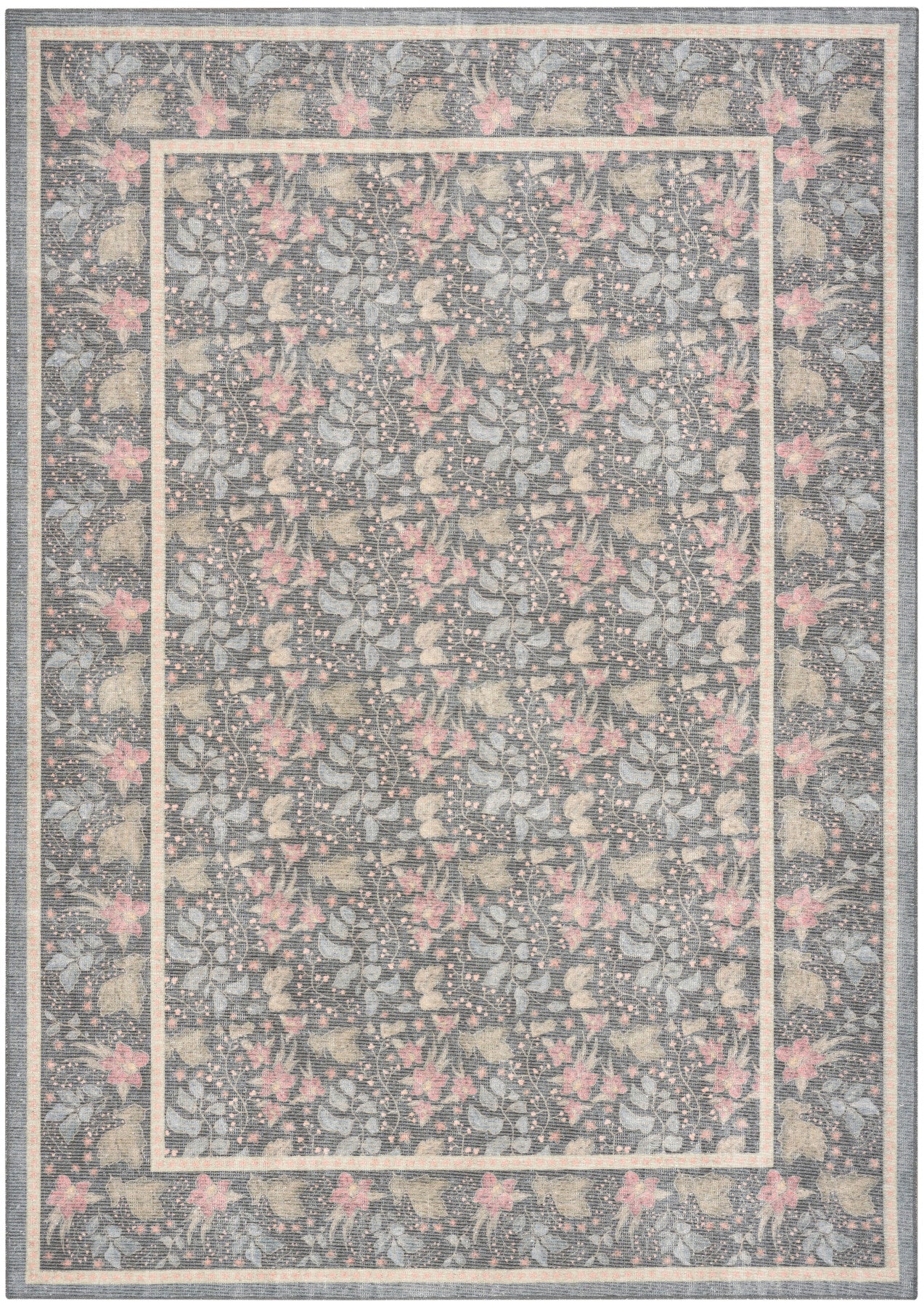 Nourison Botanical Charcoal & Multicolor Machine Washable Rug - Main