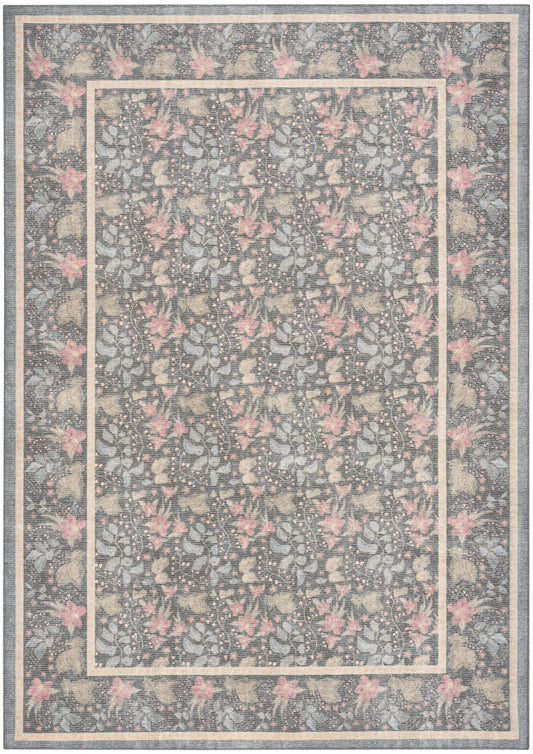 Nourison Botanical Charcoal & Multicolor Machine Washable Rug - Main