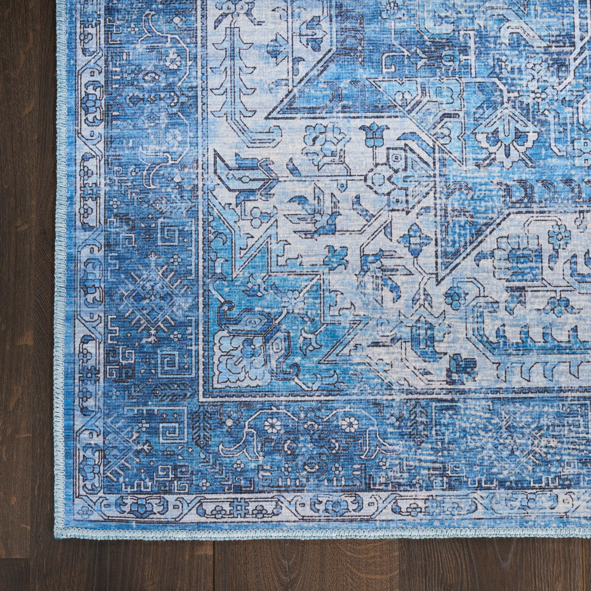 Nourison Blue Machine Washable Rug - Corner