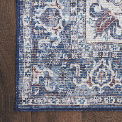 Nourison New Concept Navy & Ivory Machine Washable Rug - Corner