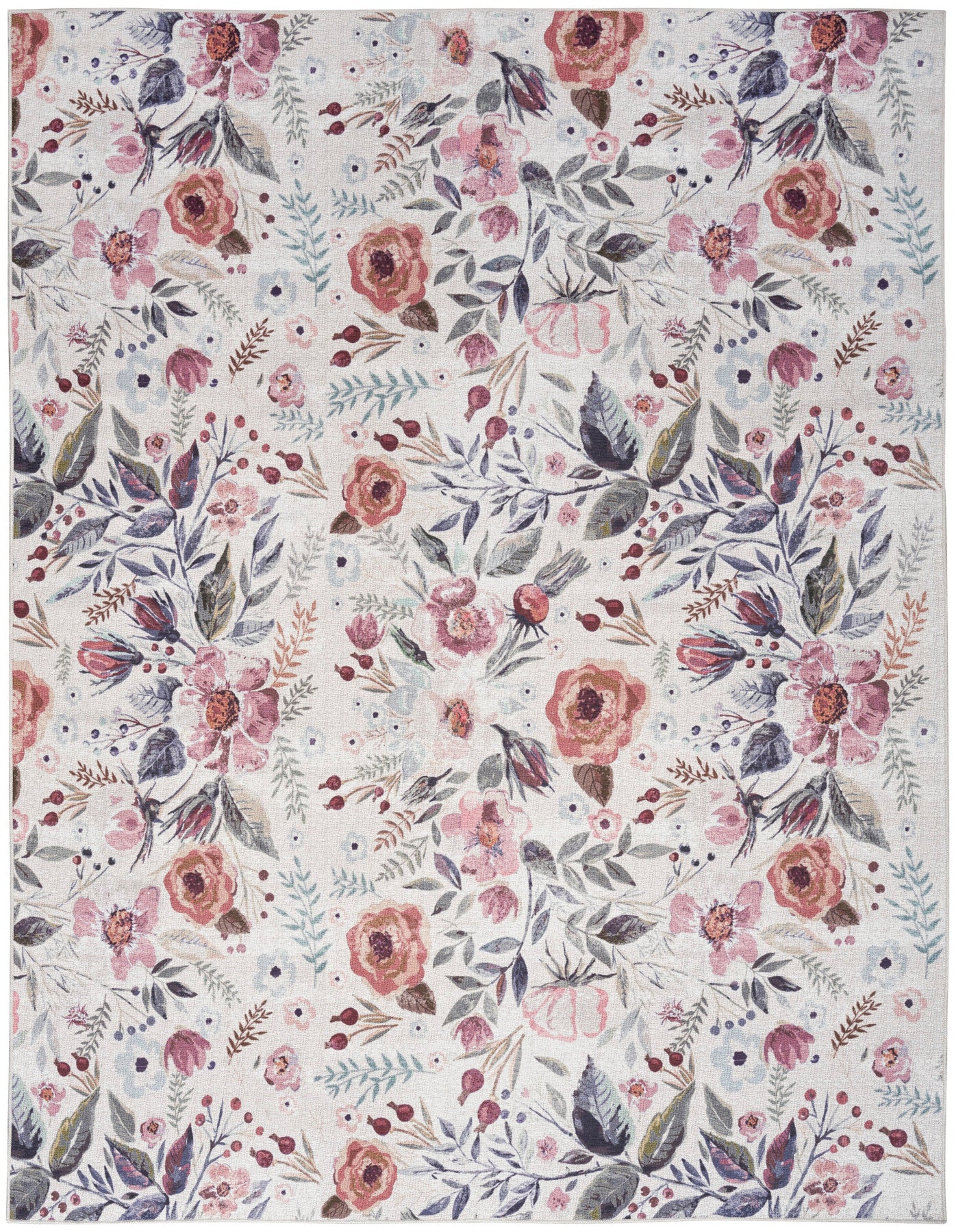 Nourison Ivory & Pink Machine Washable Rug - Main