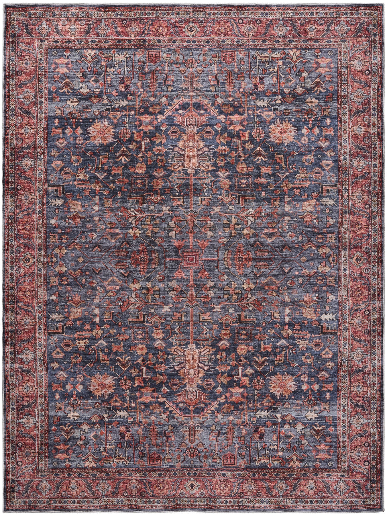 Nourison Grand Navy & Brick Pet Friendly Machine Washable Rug - Main