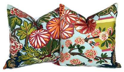 Chiang Mai Dragon Pillow in Aquamarine, Indoor Outdoor Pillows