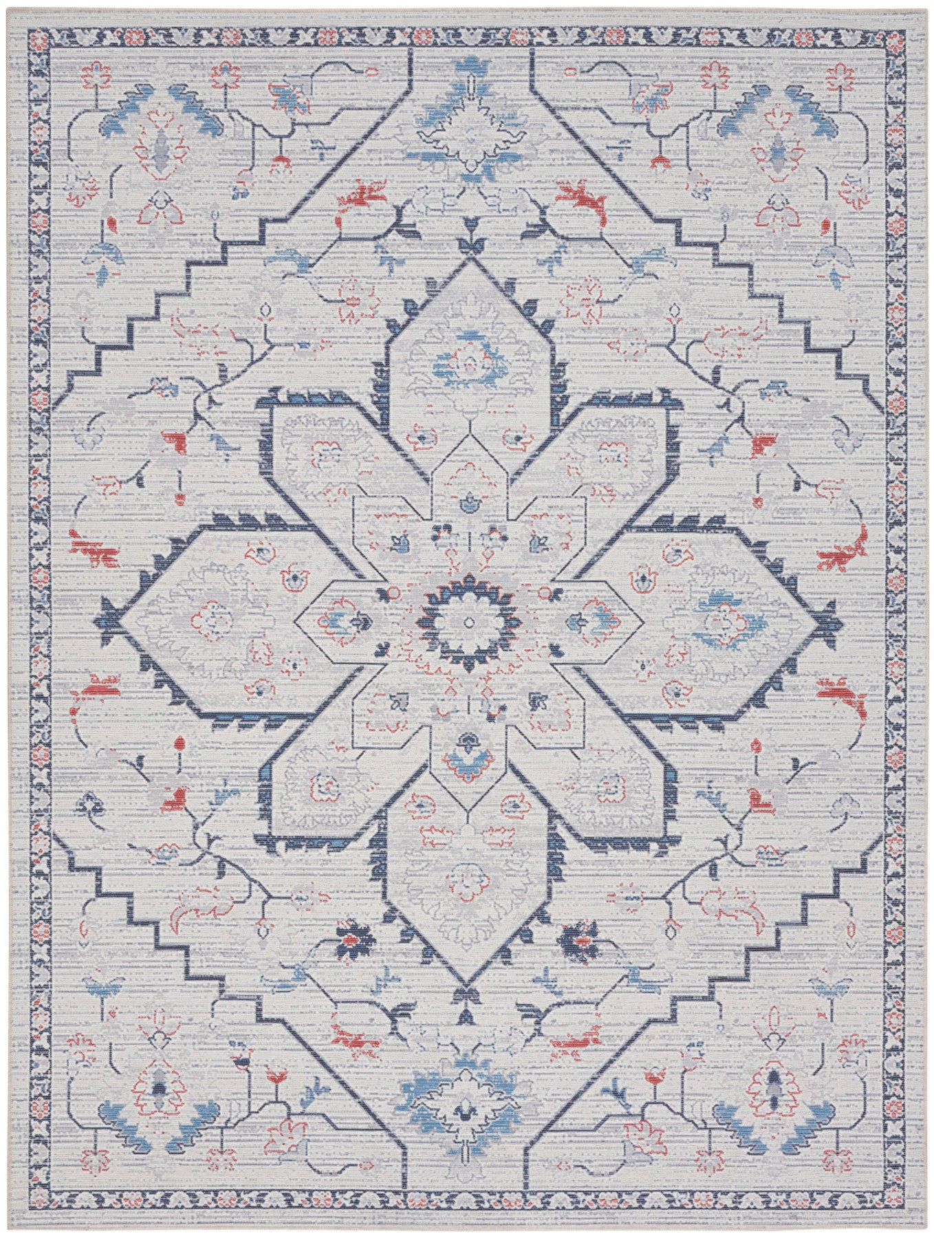 Nourison New Concept Ivory & Blue Machine Washable Rug - Main