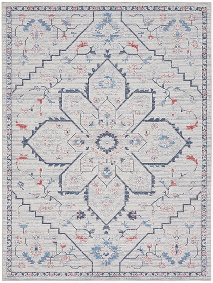 Nourison New Concept Ivory & Blue Machine Washable Rug - Main