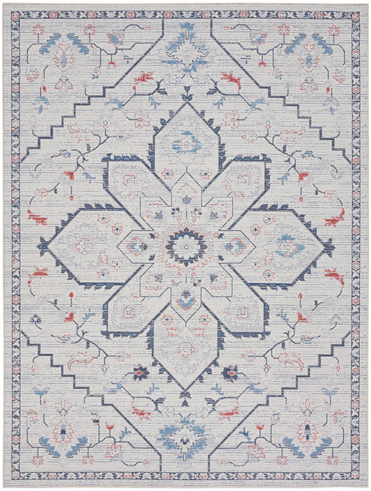 Nourison New Concept Ivory & Blue Machine Washable Rug - Main