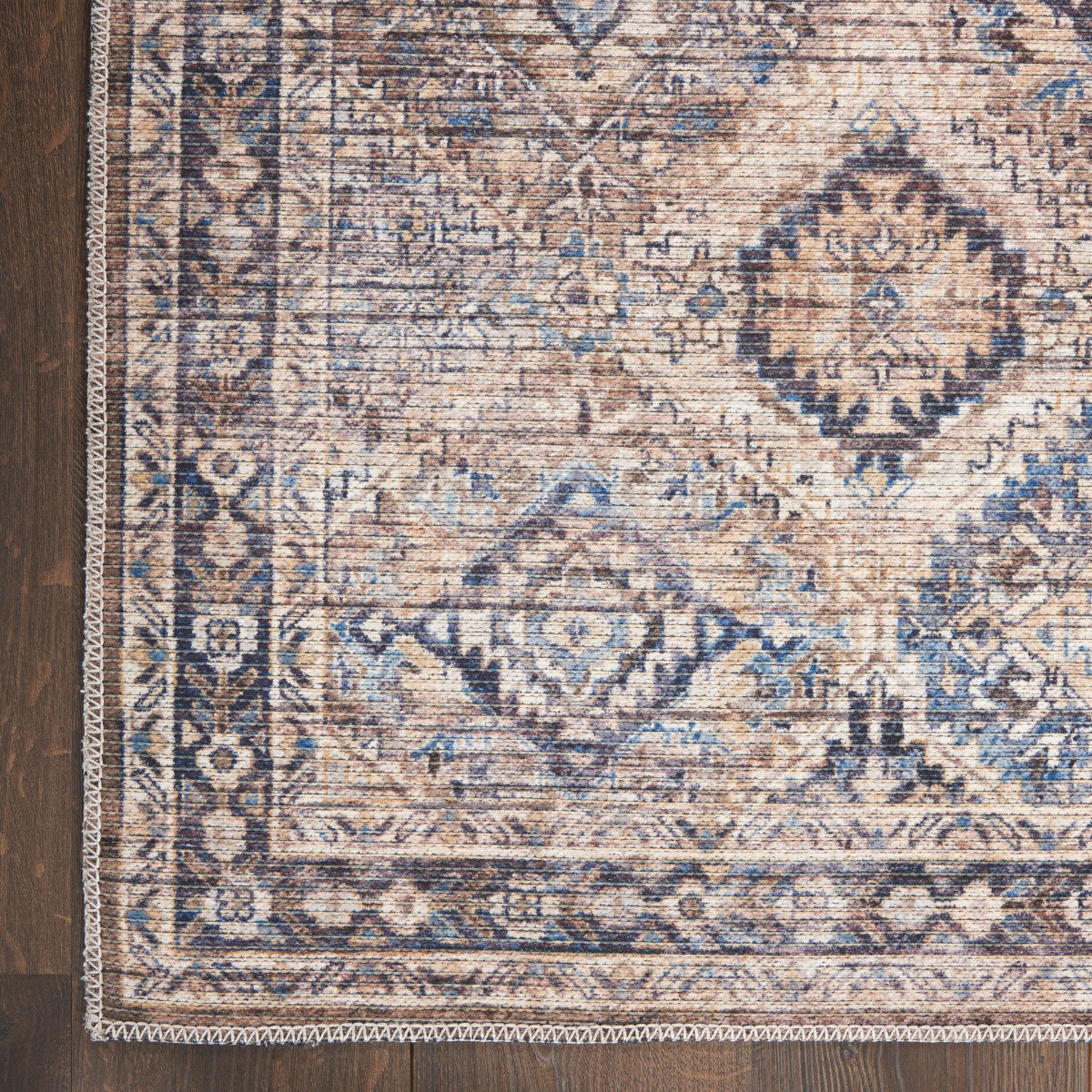 Nourison New Concept Ivory & Latte Machine Washable Rug - Corner