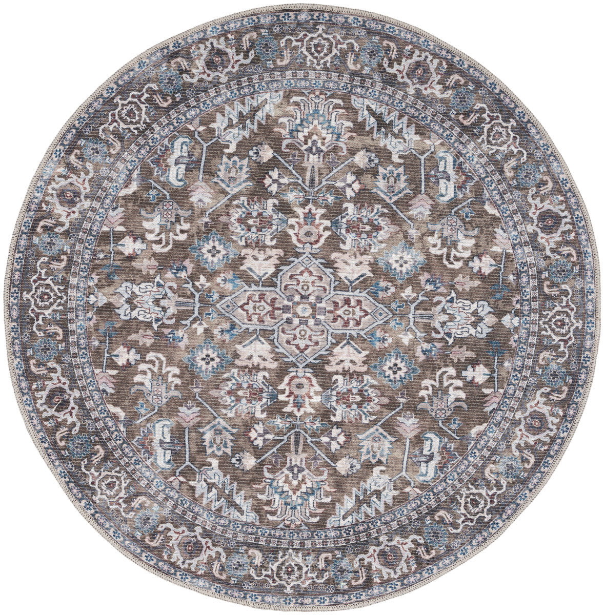 Nourison New Concept Olive & Ivory Machine Washable Rug - 4' Round
