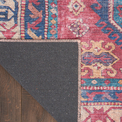 Nourison New Concept Red & Navy Machine Washable Rug - Corner