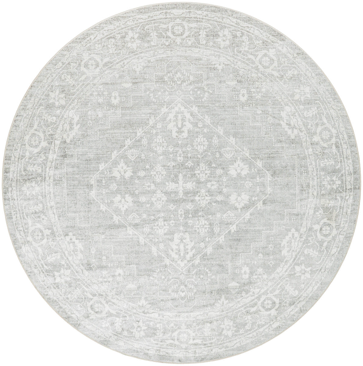 Nourison Astra Light Grey Pet Friendly Machine Washable Rug - 5'3" Round