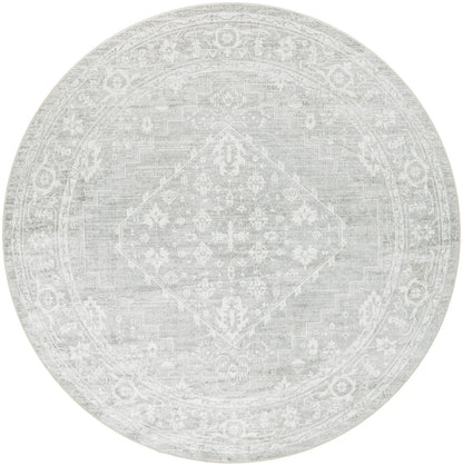 Nourison Astra Light Grey Pet Friendly Machine Washable Rug - 5'3" Round