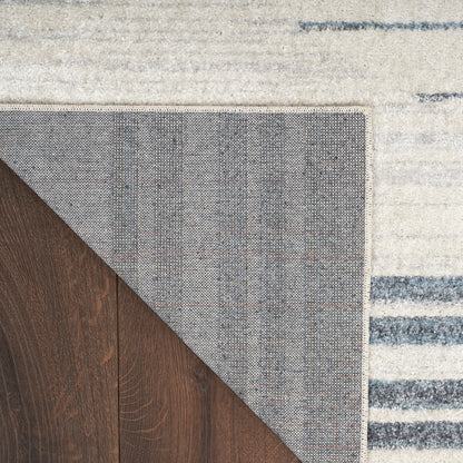 Nourison Astra Ivory & Blue Pet Friendly Machine Washable Rug - Corner