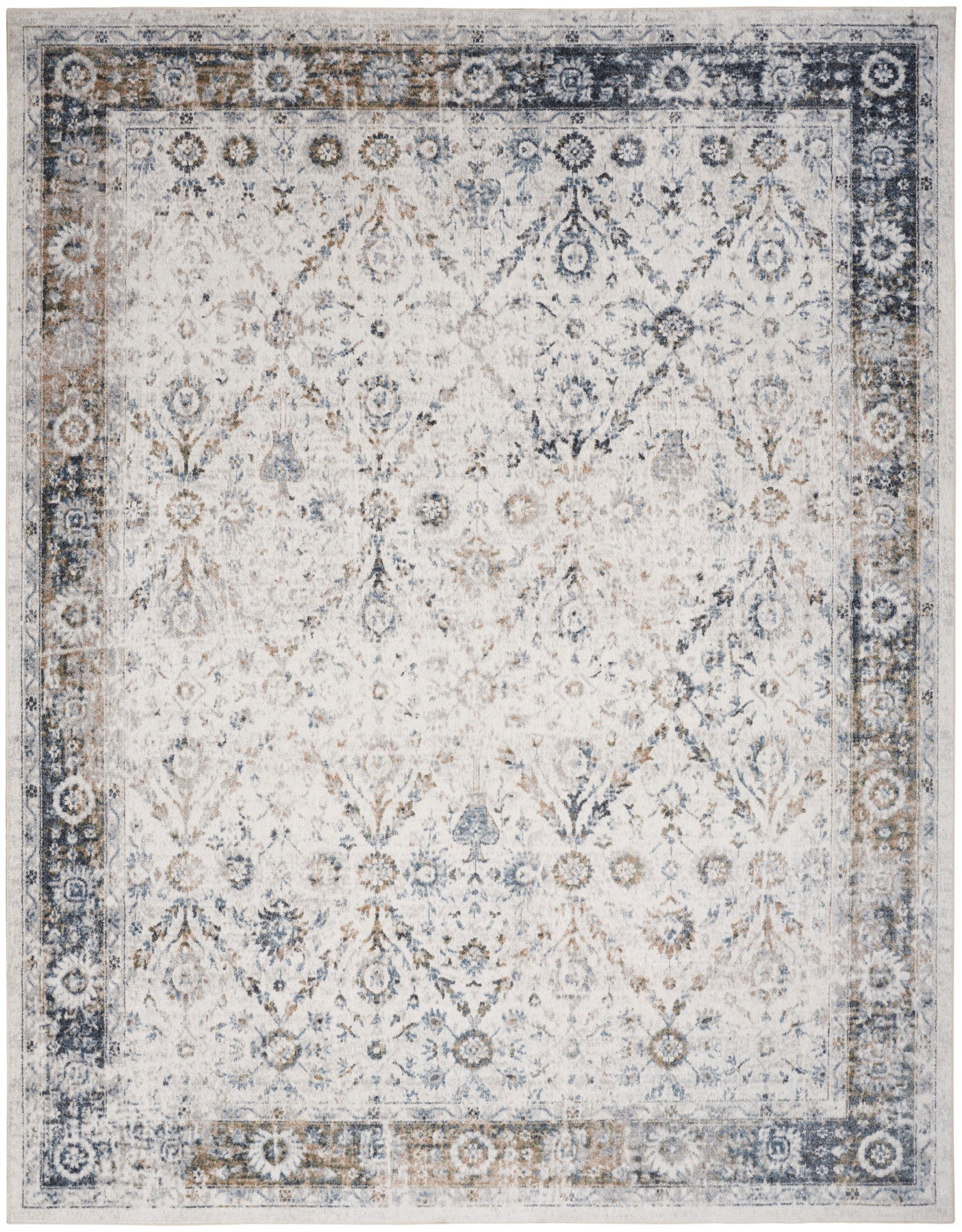 Nourison Astra Ivory & Blue Pet Friendly Machine Washable Rug - Main