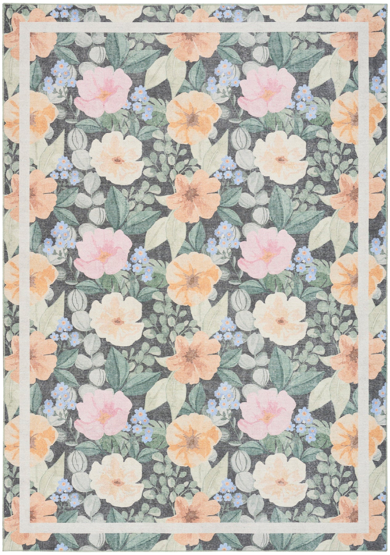 Nourison Botanical Charcoal & Multicolor Machine Washable Rug - Main