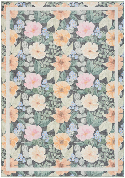 Nourison Botanical Charcoal & Multicolor Machine Washable Rug - Main