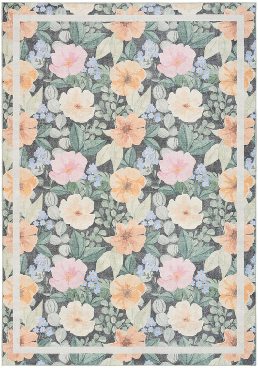 Nourison Botanical Charcoal & Multicolor Machine Washable Rug - Main