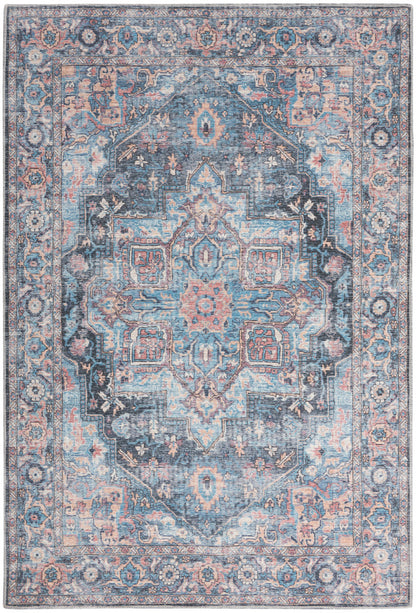 Nourison New Concept Light Blue & Multicolr Machine Washable Rug - 5'3" x 7'3"