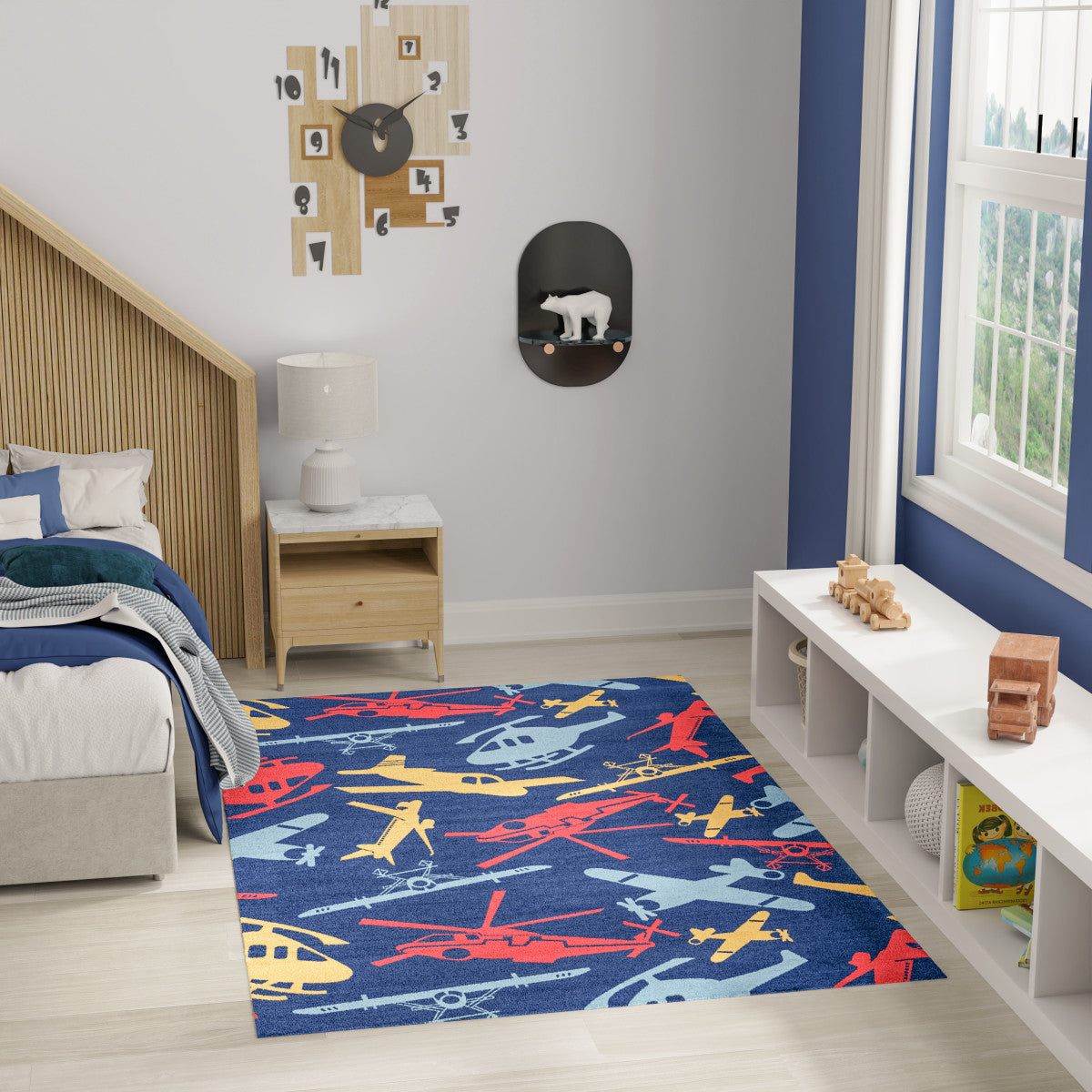 Nourison Imagination Navy & Multicolor Machine Washable Rug - Room Scene