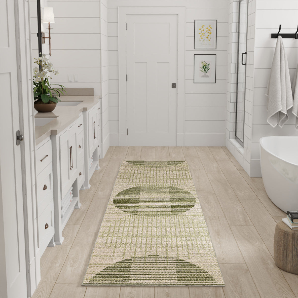 Nourison Astra Ivory & Olive Pet Friendly Machine Washable Rug - Room Scene